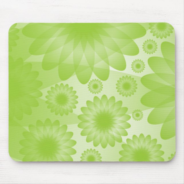 Geometric Flowers - Martian Green Mouse Mat (Front)