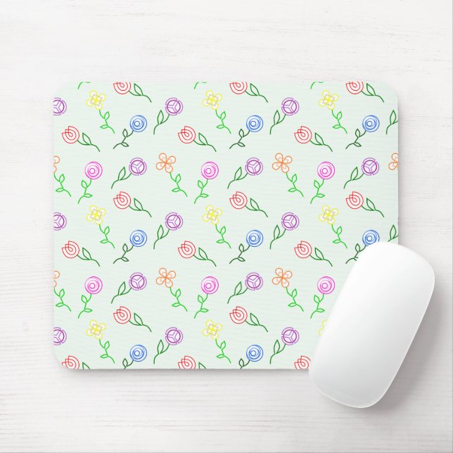 Geometric Flowers  Mouse Mat (With Mouse)