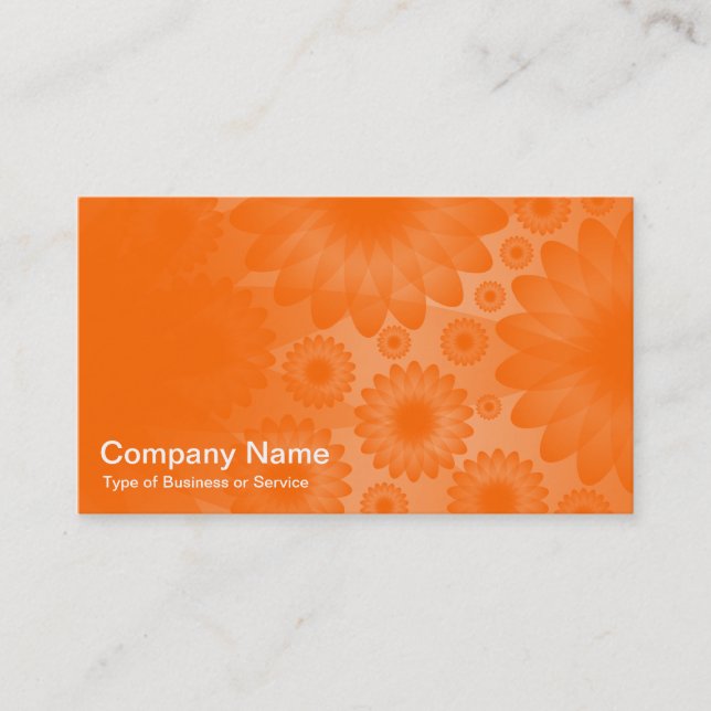 Geometric Flowers - Orange and Grey Business Card (Front)