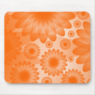 Geometric Flowers - Orange Mouse Mat