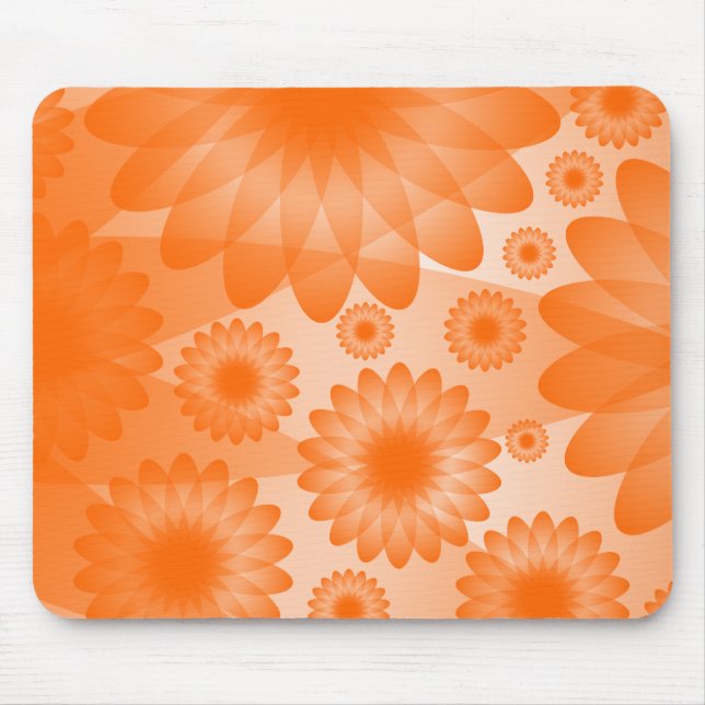 Geometric Flowers - Orange Mouse Mat (Front)