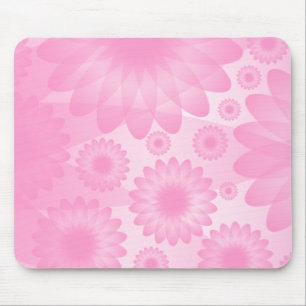 Geometric Flowers - Pink Mouse Mat