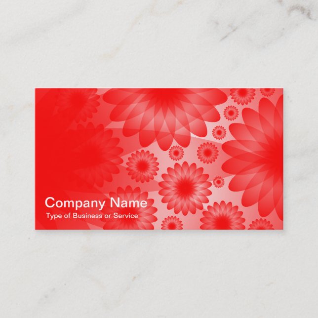 Geometric Flowers - Red with Grey Business Card (Front)