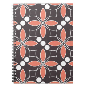 Geometric flowers, vintage artistic pattern. notebook