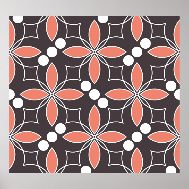 Geometric flowers, vintage artistic pattern. poster (Front)