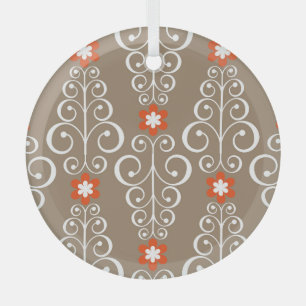 Geometric Flowers: Vintage Seamless Design Glass Tree Decoration