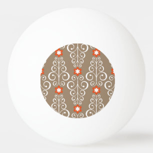 Geometric Flowers: Vintage Seamless Design Ping Pong Ball