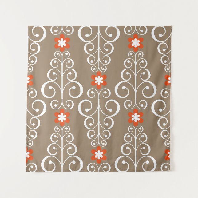 Geometric Flowers: Vintage Seamless Design Tapestry (Front)
