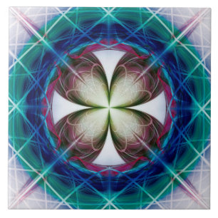 Geometric flowery pattern tile