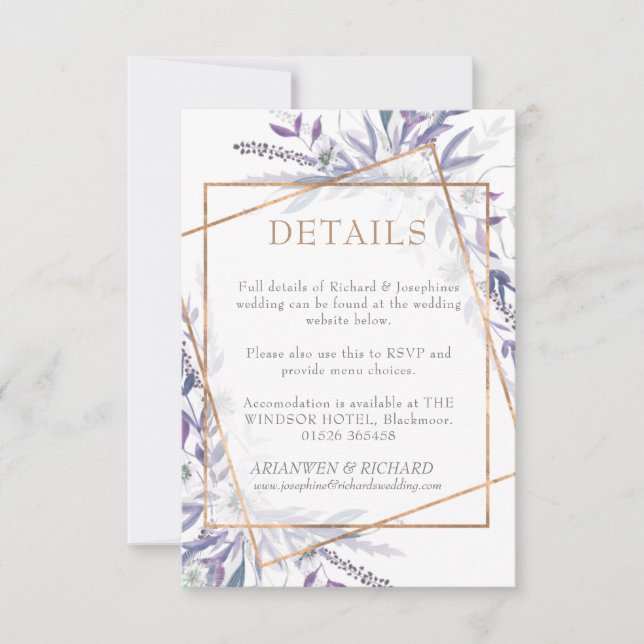 Geometric Foliage purple Details enclosure CARD (Front)