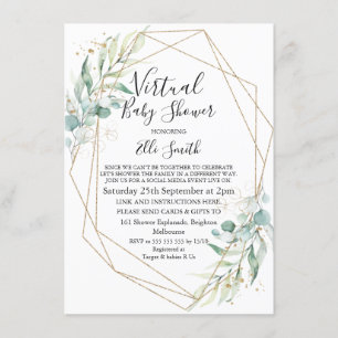Geometric Foliage Virtual Baby Shower Invitation