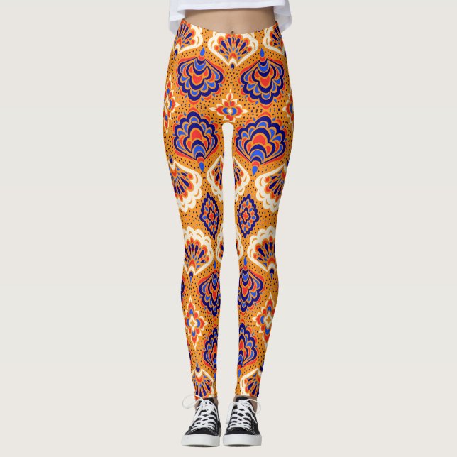 Geometric folklore, tribal sea shells. leggings (Front)