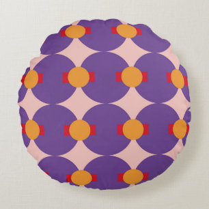 Geometric form retro pattern design vintage abstra round cushion