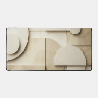 Geometric forms in 3D with text space Desk Mat