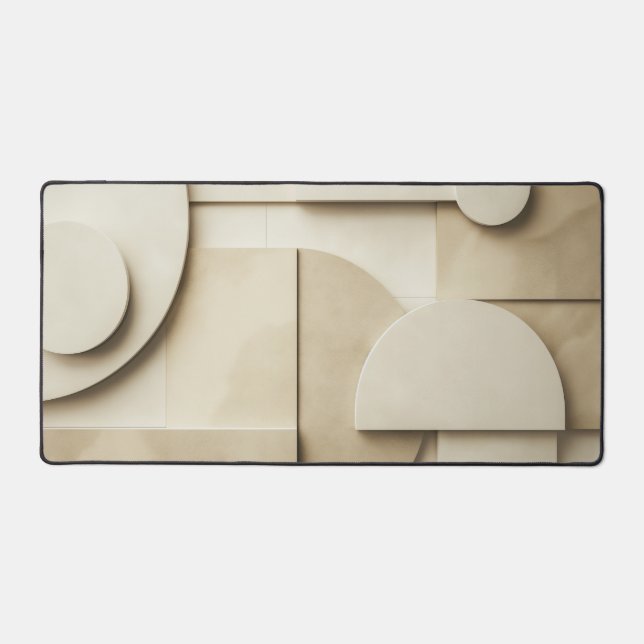 Geometric forms in 3D with text space Desk Mat (Front)