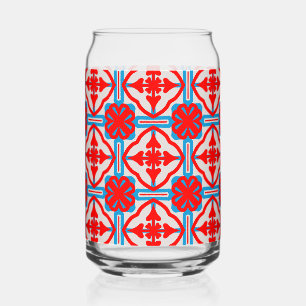 Geometric Four Red Leaves Can Glass