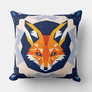 Geometric Fox Illustration Cushion