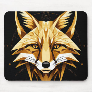 Geometric Fox Illustration With Golden Tones Mouse Mat