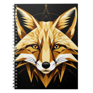 Geometric Fox Illustration With Golden Tones Notebook