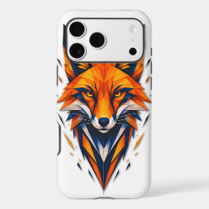 Geometric Fox Orange & Blue Polygonal Art