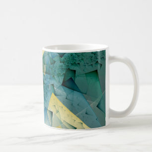 Geometric fractal green corners coffee mug