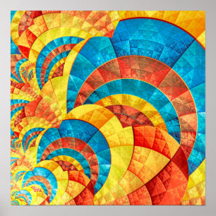 Geometric Fractal Mosaic Abstract Pattern Poster