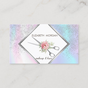 Geometric ,Frame,Confetti, Scissors,Holographic Business Card