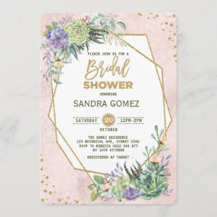 Geometric Frame Fiesta Bridal Shower Cactus Invite