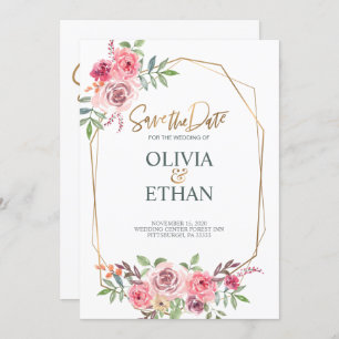 Geometric Frame Floral Wedding Invitation Template