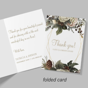 Geometric frame floral winter wedding thank you