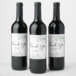 geometric frame greenery thank you wine label