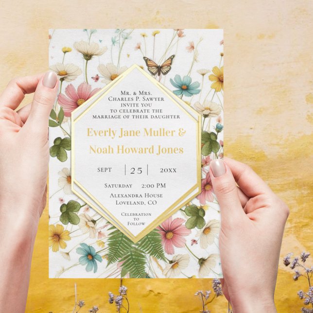 Geometric Frame Lucky In Love Gold Wedding       (Creator Uploaded)