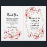 Geometric Frame Pink Magnolia<br><div class="desc">Beautiful watercolor pink magnolia with a geometric gold frame and modern calligraphy script. Perfect for wedding or special event in style. Personalised with your own special text,  and use it for the party or event of your choice. Matching items are available in our shop.</div>