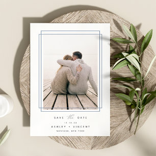 Geometric Frame Vertical Photo Save The Date
