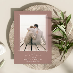 Geometric Frame Vertical Photo Save The Date