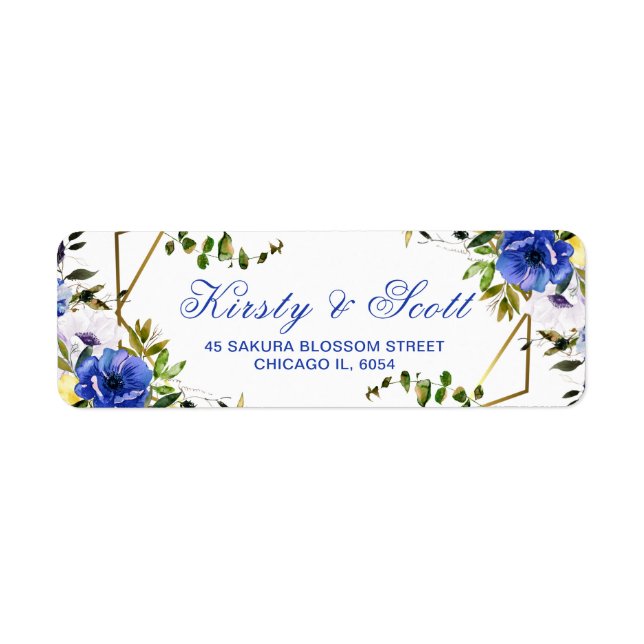 Geometric Frame & Watercolor Floral Wedding (Front)