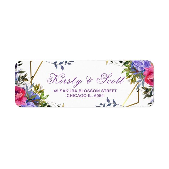 Geometric Frame & Watercolor Floral Wedding  (Front)