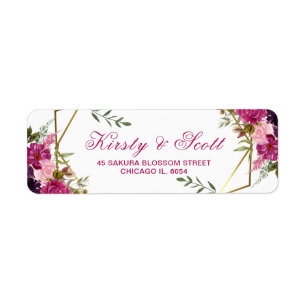 Geometric Frame & Watercolor Floral Wedding