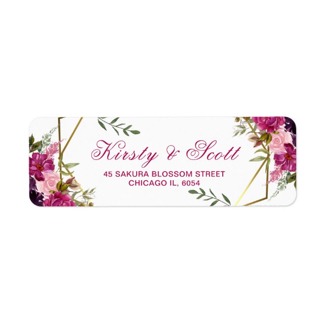 Geometric Frame & Watercolor Floral Wedding (Front)