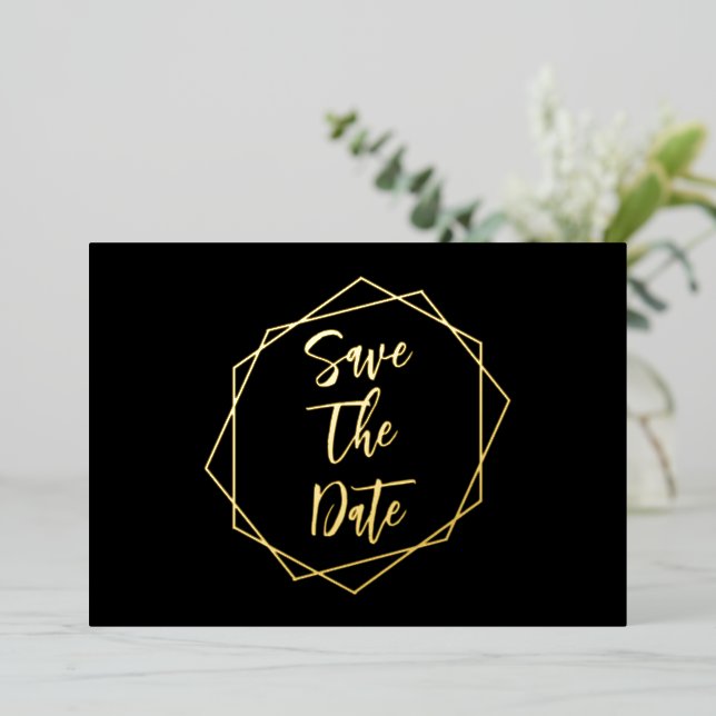 Geometric Frame Wedding Save The Date (Standing Front)