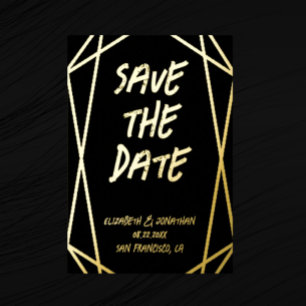 Geometric Frame Wedding Save The Date Foil Invitation Postcard
