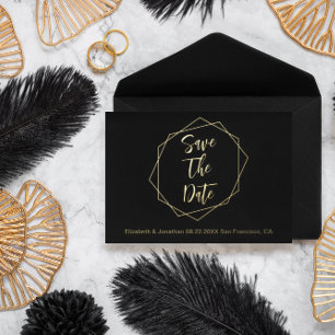 Geometric Frame Wedding Save The Date Foil Invitation Postcard