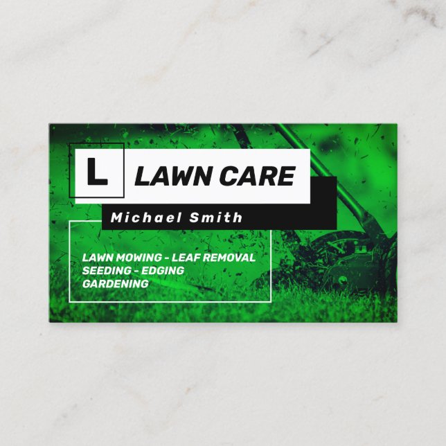 Geometric frames and mowing business card (Front)