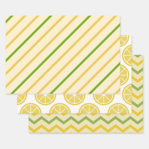 Geometric Fresh Yellow Lemon Style Wrapping Paper Sheet