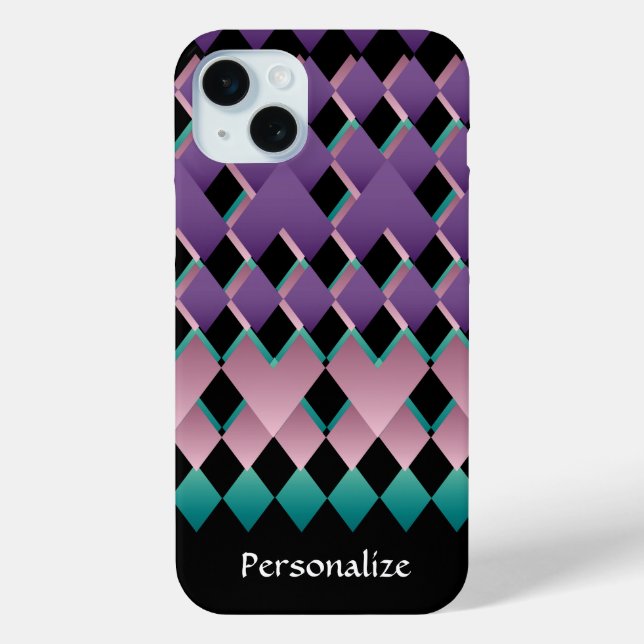 Geometric Fun Pink and Purple Colours Case-Mate iPhone Case (Back)