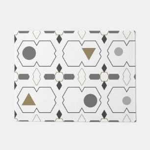 Geometric Gateway - Minimal Modern Black Grey Gold Doormat