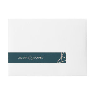 Geometric Gemstone Elegant Rose Gold Wedding Wraparound Address Label