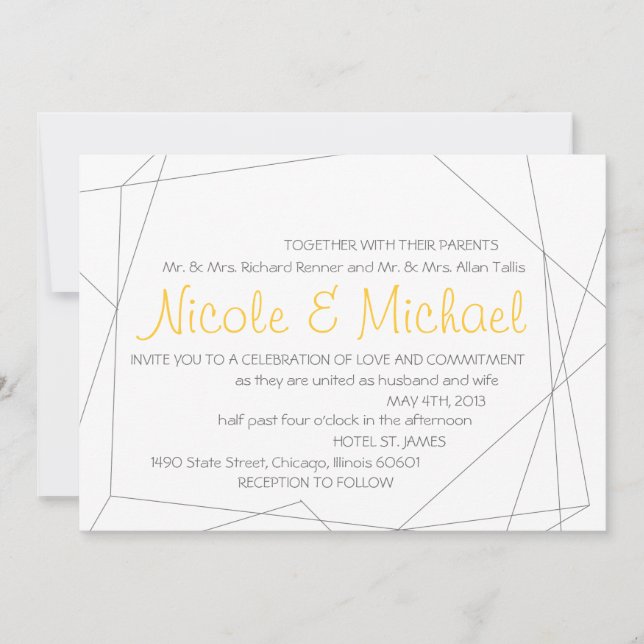 Geometric Gemstone Wedding Invitation (Front)