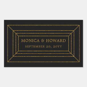 Geometric Gemstone Wedding Rectangular Sticker