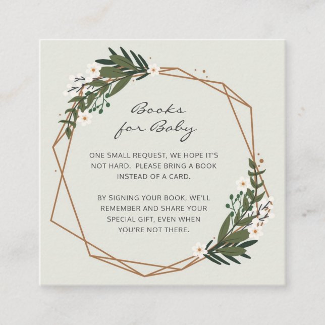 Geometric Gender Neutral Books for Baby Shower Enclosure Card (Front)